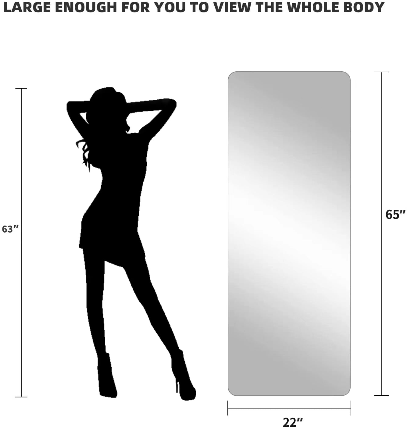 Wall-Mounted Rimless Dress Mirror with High-Definition Imaging and Dual-Color Dimming LY-04