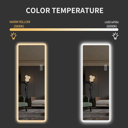 Wall-Mounted Rimless Dress Mirror with High-Definition Imaging and Dual-Color Dimming LY-04