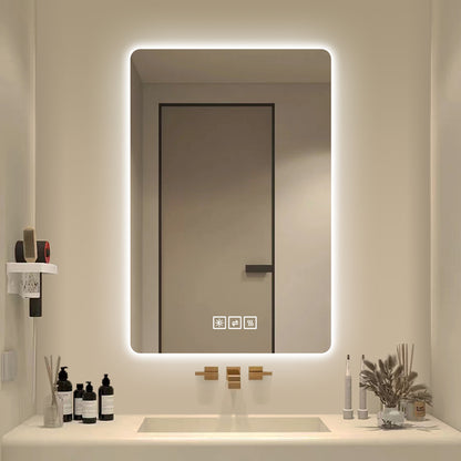 Frameless Rounded Bathroom Mirror with 3-Color Dimming & Heat Rear Window LY-03